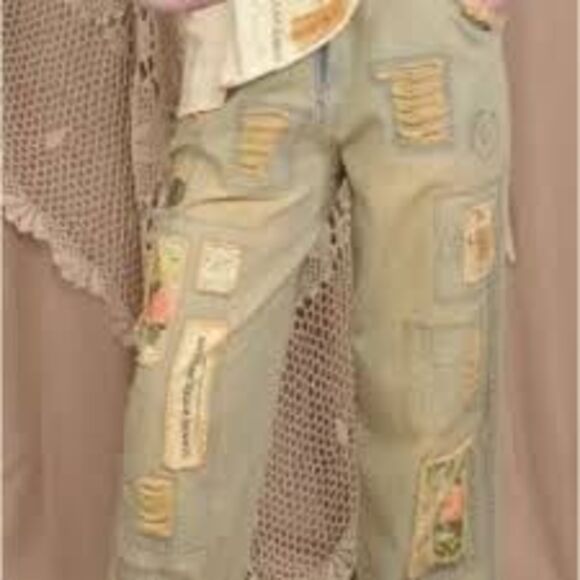 Paper Lace Pants - POL the paper lace women’s baggy jeans patchwork street style 1X vintage boho